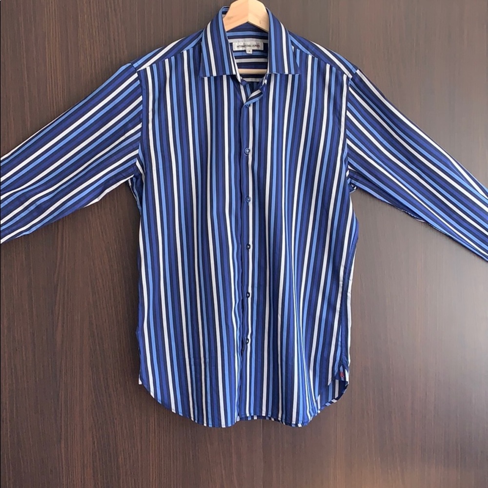 INTERNATIONAL LAUNDRY Striped Dress Shirt (S)